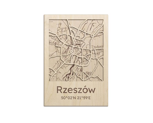dekoracje - na ścianę Mapa z ulicami RZESZÓW Obraz drewniany na ścianę
