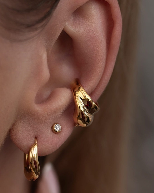 kolczyki pozłacane Modna złota nausznica ze stali szlachetnej premium Paraiso Allegra