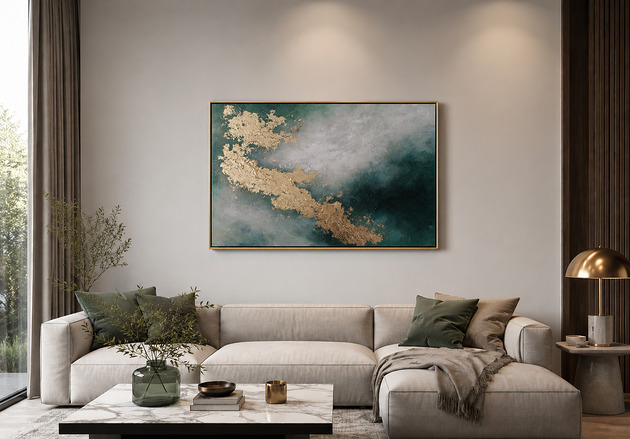 obrazy W OBJĘCIACH NATURY Abstrakcyjny obraz ręcznie malowany, 100x70 cm