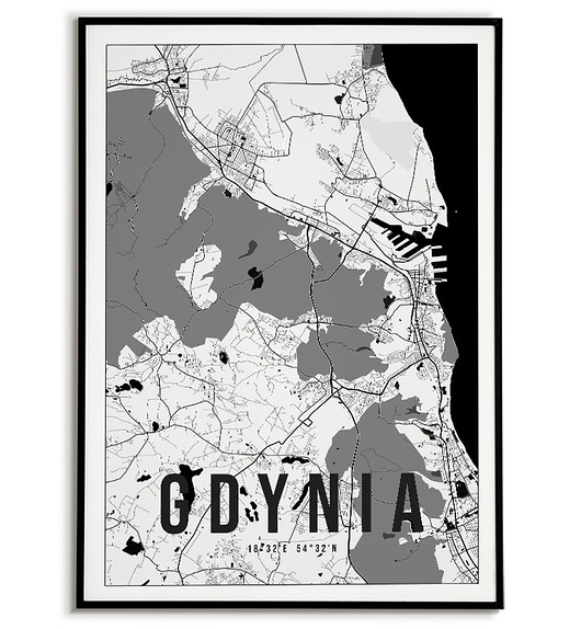 plakaty Plakat miasto POLSKA - GDYNIA 2 obraz MAPA