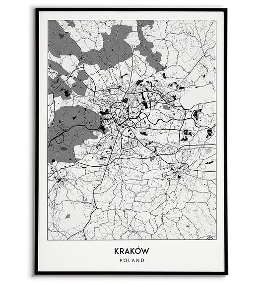 plakaty Plakat miasto POLSKA - KRAKÓW obraz MAPA