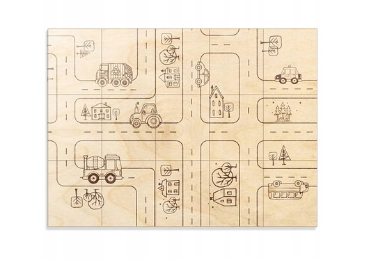 puzzle dla dzieci Puzzle z autami Układanki drewniane dla dzieci AUTA z grawerem Zabawka