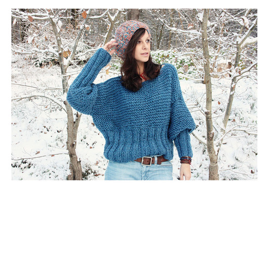 swetry damskie  Niebieski sweter handmade moher z wełną