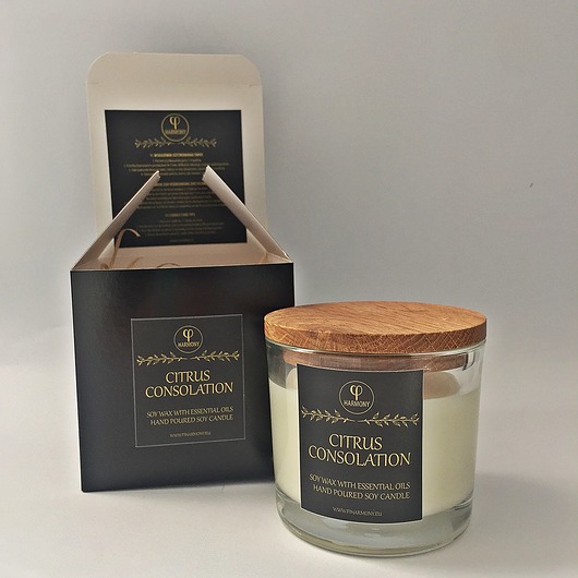 Naturalna świeca sojowa CITRUS CONSOLATION Fiharmony