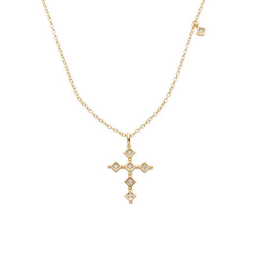 złote naszyjniki Naszyjnik z krzyżykiem cyrkonie srebro 925 pozłacane