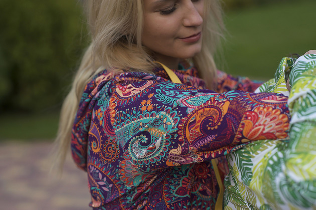 bluza z kapturem damska Bluza kangurka "Paisley" z turkusem