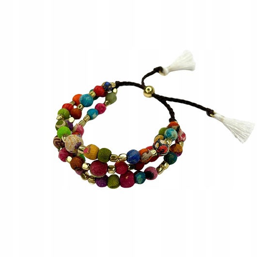 bransoletki - inne Bransoletka damska kulki z bawełny z recyklingu zero waste OLIVKA