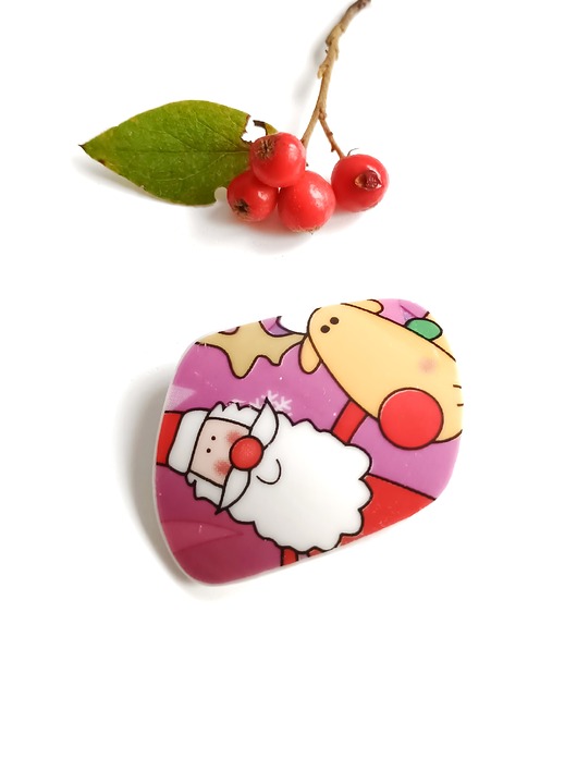 broszki Broszka z Mikołajem i reniferem