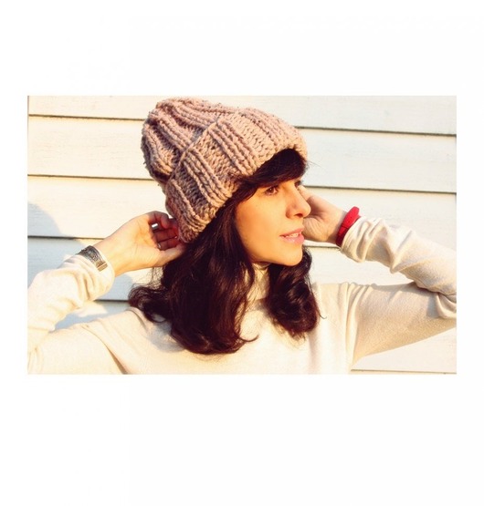 czapki damskie Czapka beanie pudrowy róż