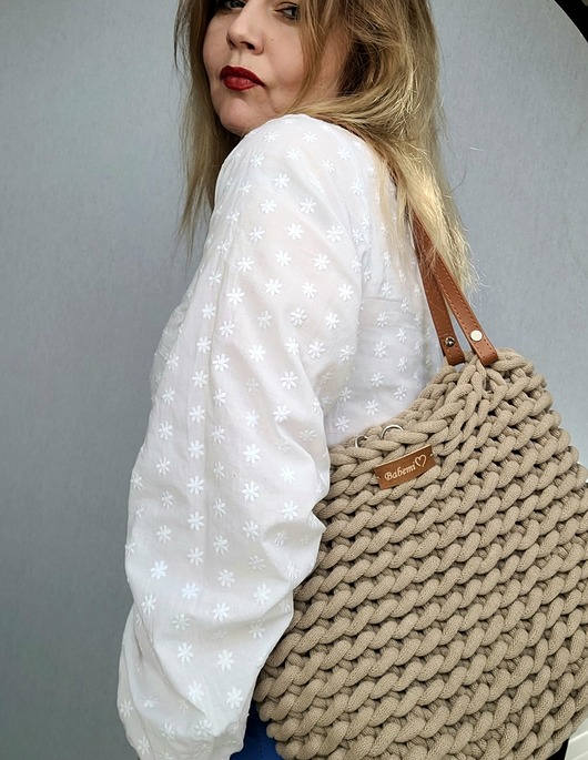 torby na ramię Torba Boho Weave Bag - szydełkowa torba z podszewką