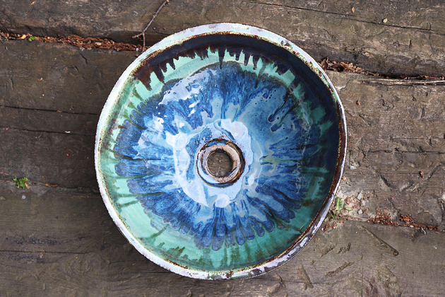 umywalki Ręcznie wykonana umywalka ceramiczna unikatowa - Granat i Turkus