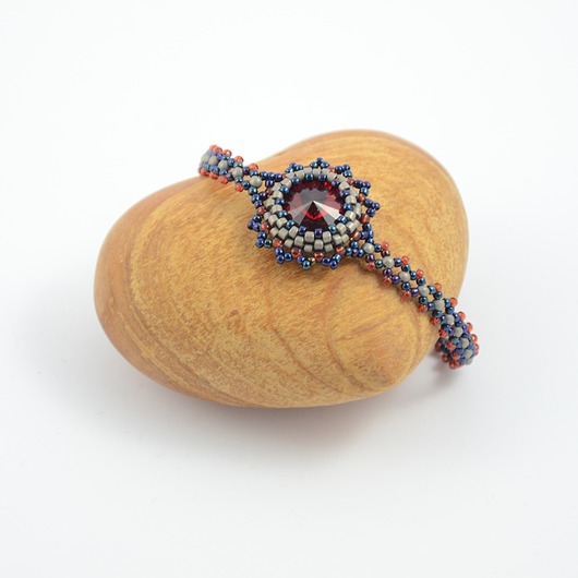 bransoletki - inne Crystal molecule red&navy
