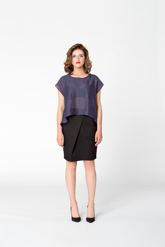Bluzka jedwabna granat/fiolet Aleksandra Zgubinska Atelier