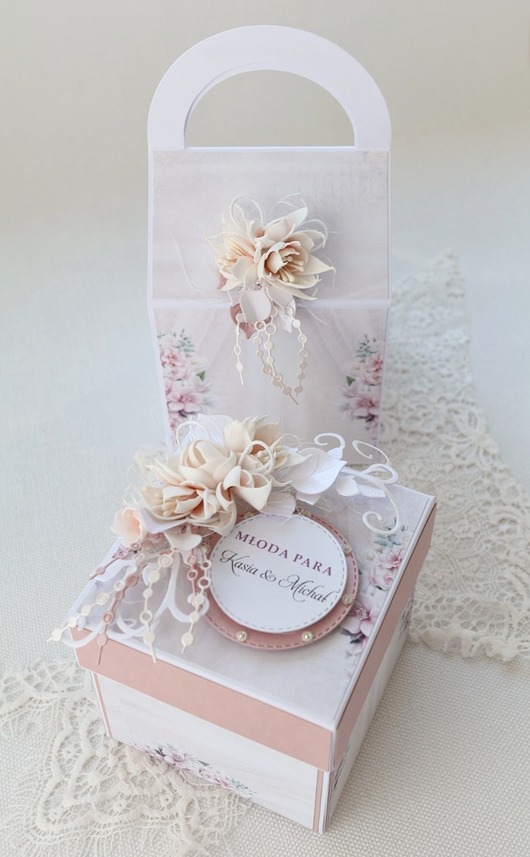 kartki scrapbooking Kartka ślubna exploding box