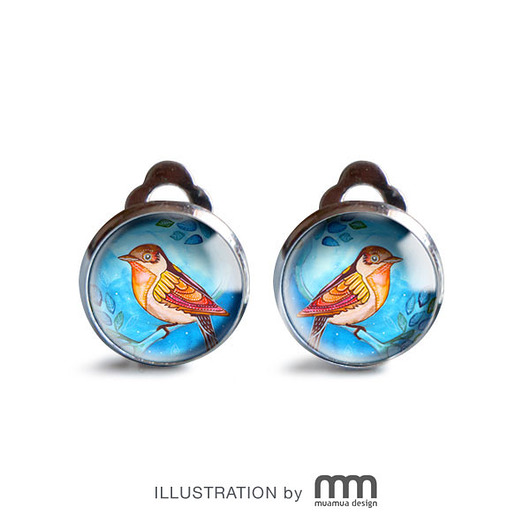 ORANGE BIRD klipsy muamua design