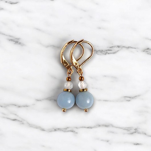 kolczyki z kamieniami WYSYŁKA 24h - Kolczyki angelit i topaz : delikatne