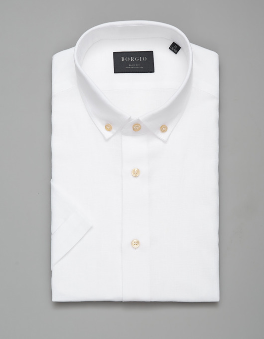 koszule męskie koszula bawełniana krótki rękaw biały slim fit 00237 176/182 39