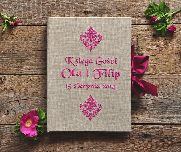 księgi gości i albumy ślubne Lniana księga gości A4