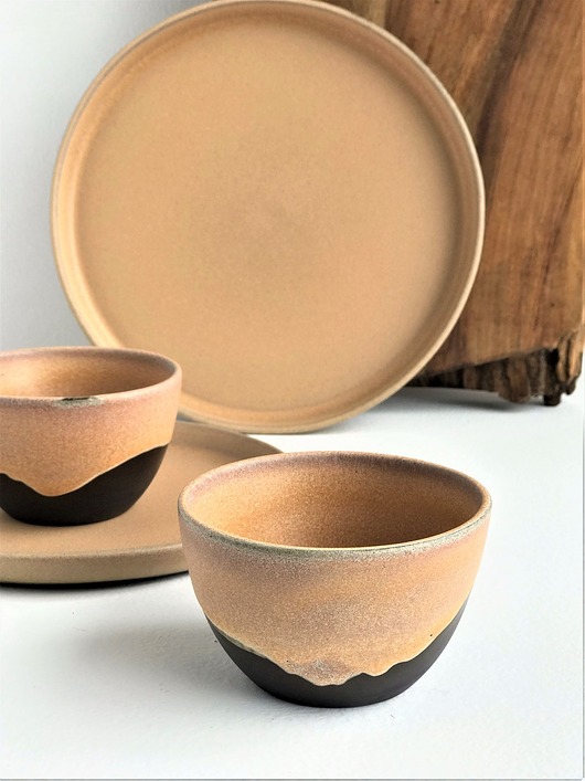 kubki Kubek ceramiczny bez uszka, czarka, miseczka - Borówka