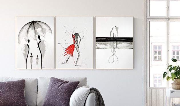 zestaw 3 grafik 50 x 70 cm wykonanych ręcznie Krystyna Siwek Art