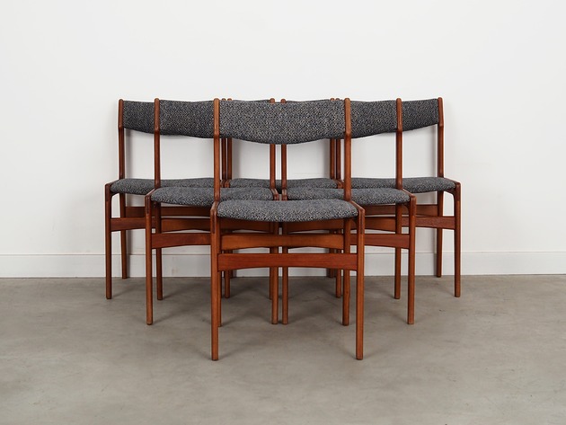 krzesła Komplet sześciu krzeseł tekowych, duński design, lata 60, produkcja: Dania