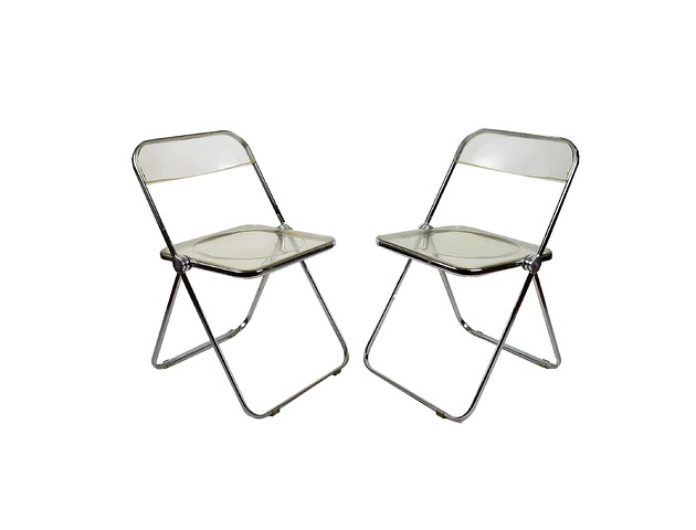 krzesła Para krzeseł Plia Anonima, Castelli, design Giancarlo Piretti lata 70.