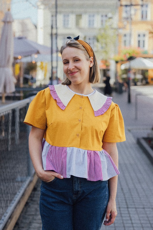 koszule męskie Koszula patchworkowa żółta