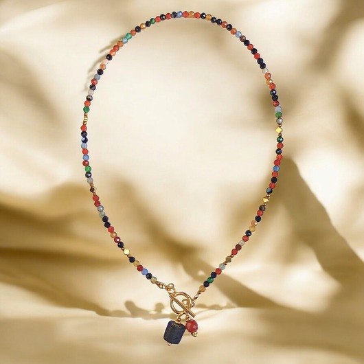 chokery Agat jesienny : naszyjnik z karneolem i turmalinem