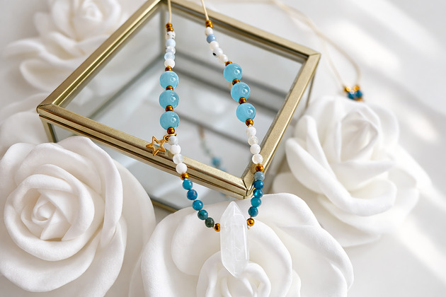 naszyjniki - inne Recznie robiony naszyjnik z kamieni naturalnych