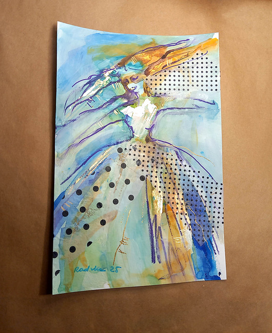 obrazy Kumoszka 26 - akwarela 16x24 cm unikat