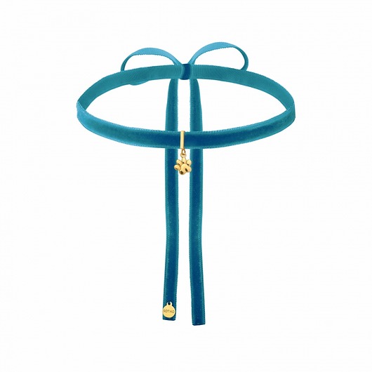 Ciemnoturkusowy choker ze złotą łapką SOTHO