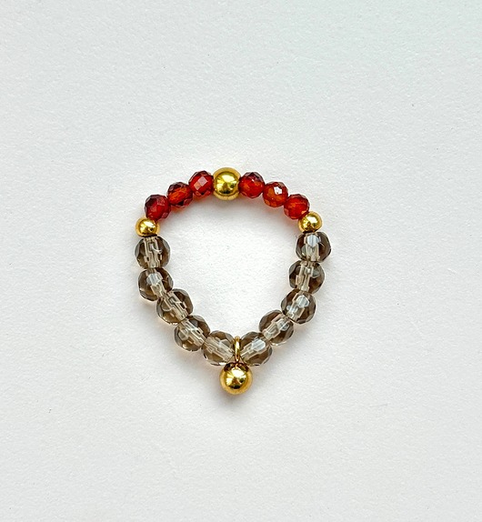 pierścionki elastyczne Pierścionek z kwarcu dymnego  i turmalinu pomarańczowego Dwustronny