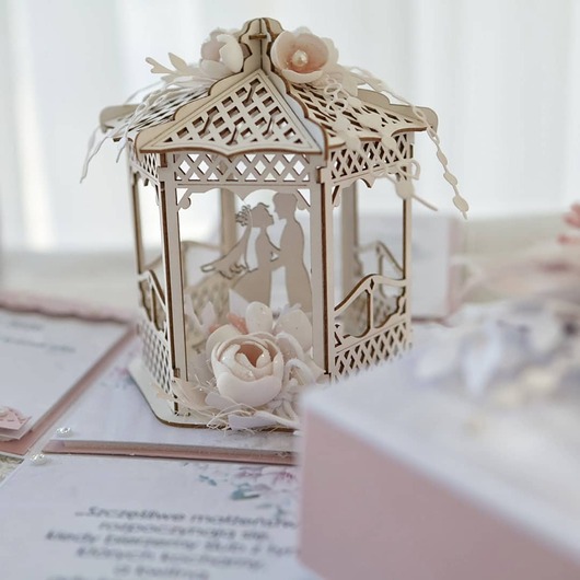 zaproszenia i kartki na ślub Kartka ślubna  w stylu boho personalizowana z niespodzianką