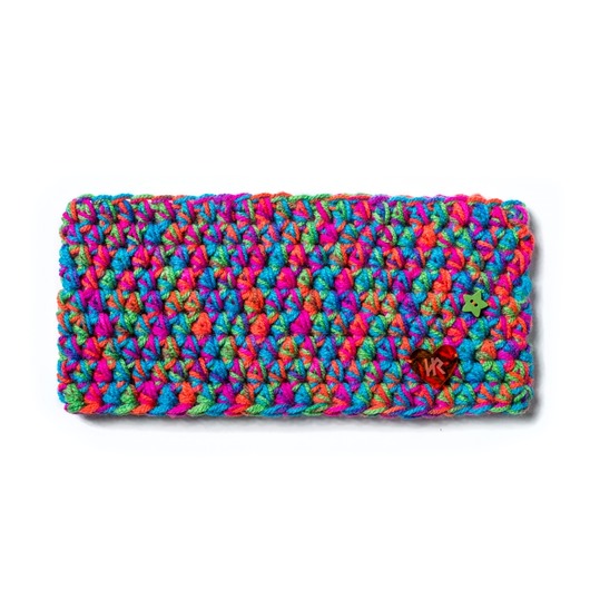 Opaska ręcznie dziana BETSI PINK GREEN handmade hauer