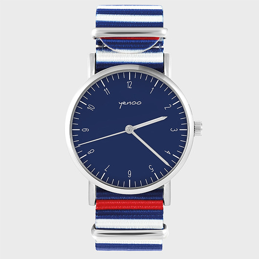 Zegarek - Simple elegance, granatowy, pasy, nato yenoo