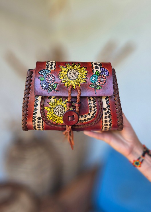 torby na ramię Torebka skórzana ręcznie robiona Ivonne brązowa