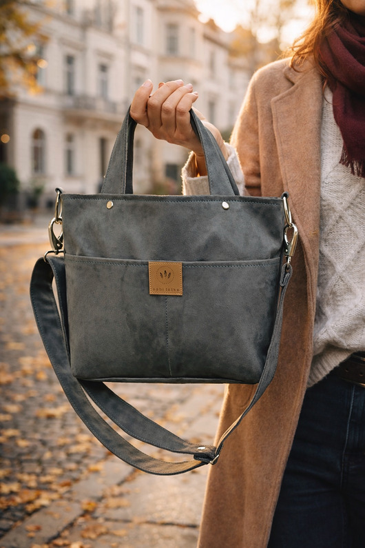 torby na ramię Torebka z kieszeniami z eko zamszu Khaki