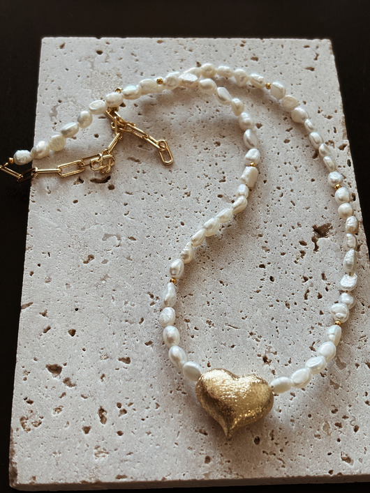 złote naszyjniki Naszyjnik z pereł naturalnych Serce