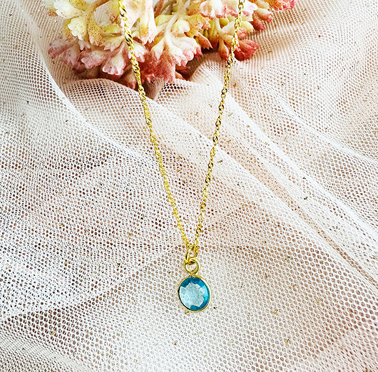 złote naszyjniki NASZYJNIK z topazem, minimalistyczny naszyjnik