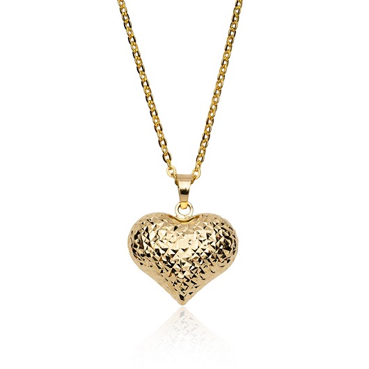 złote naszyjniki SERCE PEŁNE BLASKU - złoto 585 - łańcuszek i zawieszka