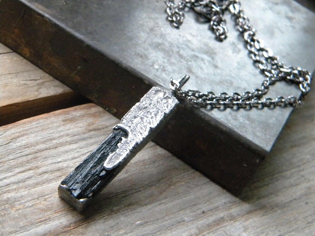 biżuteria męska Kloc z czarnym turmalinem - naszyjnik