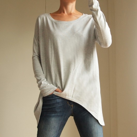 bluzki z długim rękawem damskie Wąski rękaw bluzka Szara