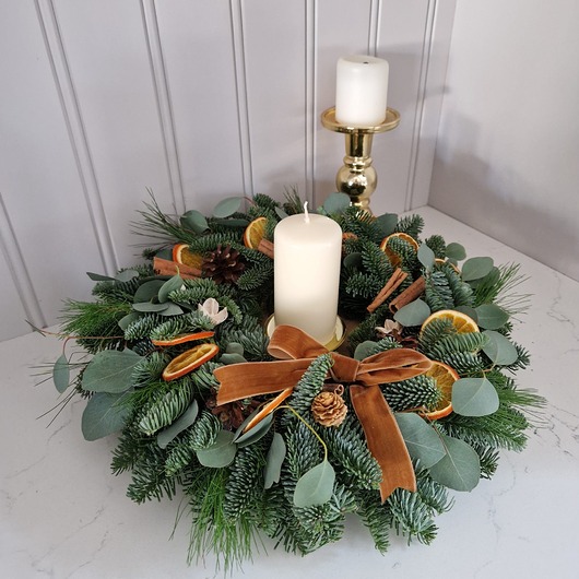 wianki bożonarodzeniowe NATURALNY STROIK Bożonarodzeniowy ze świecą