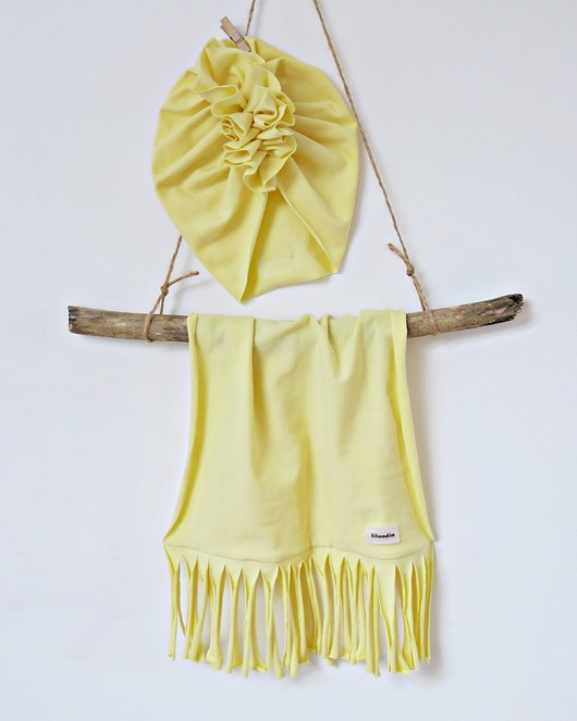 czapki dziecięce Komplet boho dla dziewczynki  turban + komin
