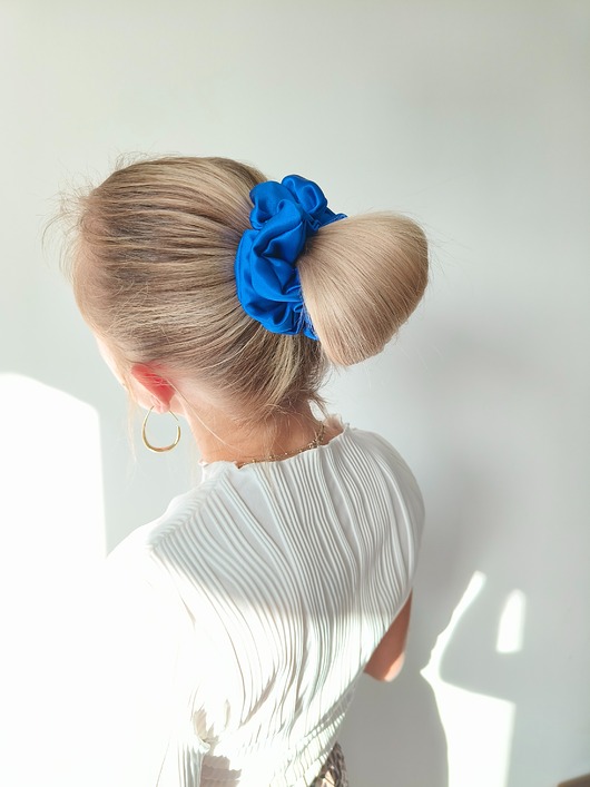 gumki do włosów Gumka jedwabna, scrunchie, frotka royal blue MAXI