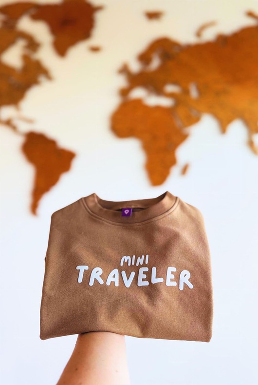 bluzy dla dziewczynki Bluza dziecięca MINI TRAVELER - kawowa