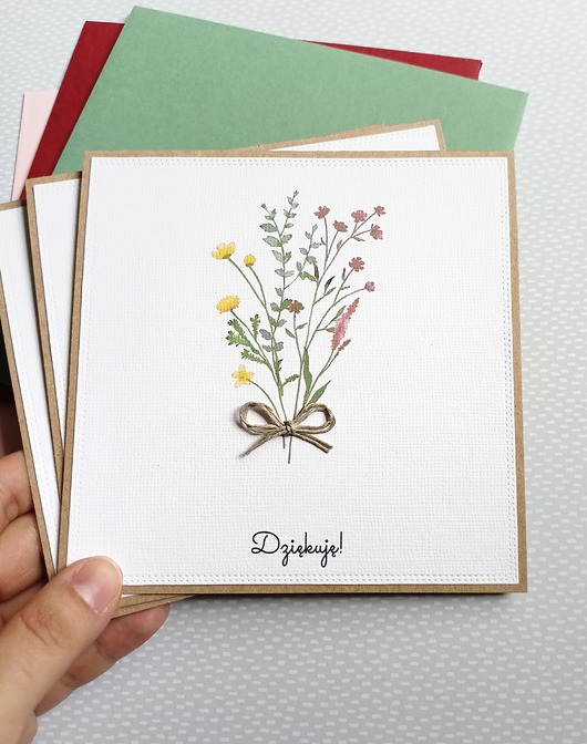 kartki scrapbooking 3 kartki - DZIĘKUJĘ - komplet 3szt - podziękowanie