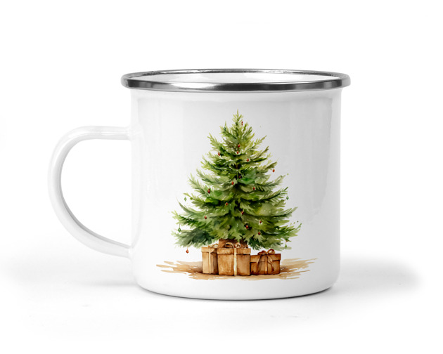 kubki Świąteczny kubek metalowy choinka 10