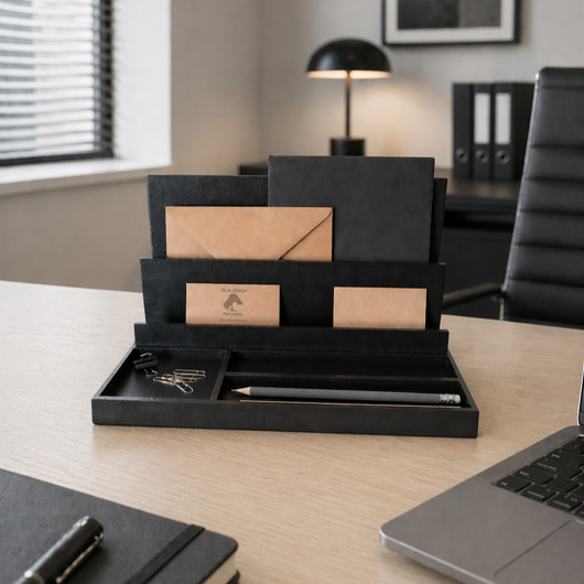 organizery Organizer na biurko, przybornik drewniany