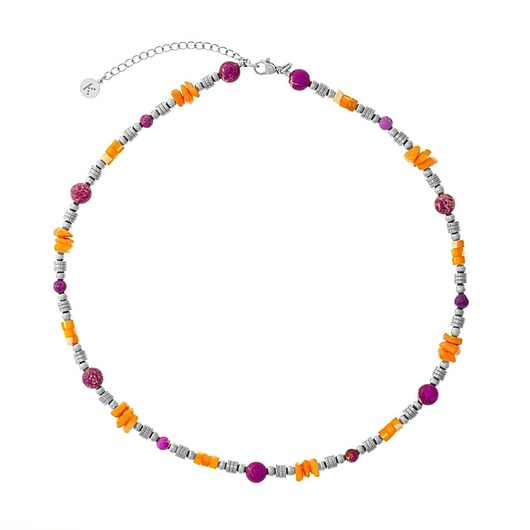 chokery Naszyjnik Pink & Orange - Srebrne